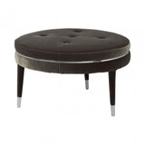 Manhattan Black Velvet Footstool, Grey