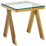 Piermount Gold Finish Side Table