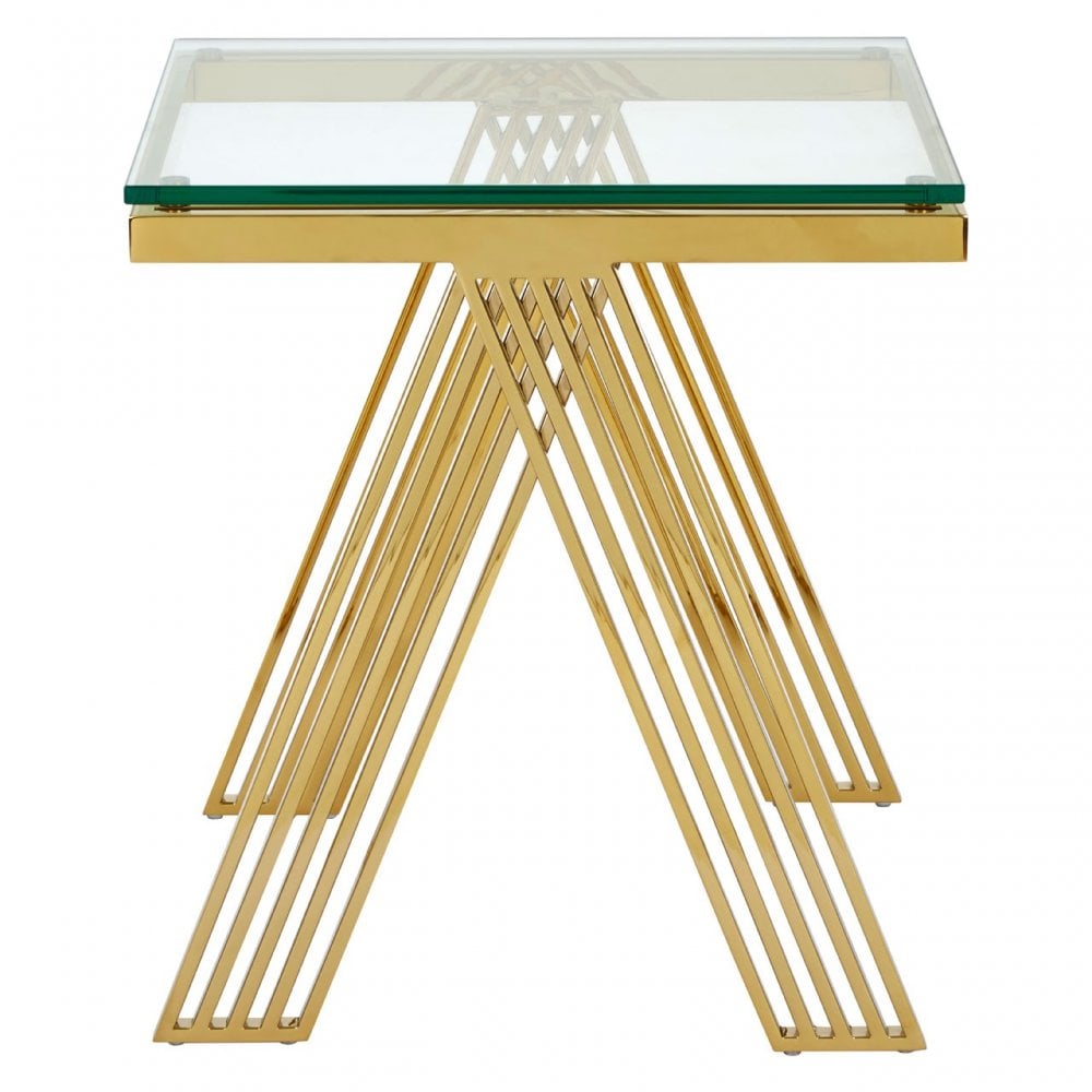 Piermount Gold Finish Side Table