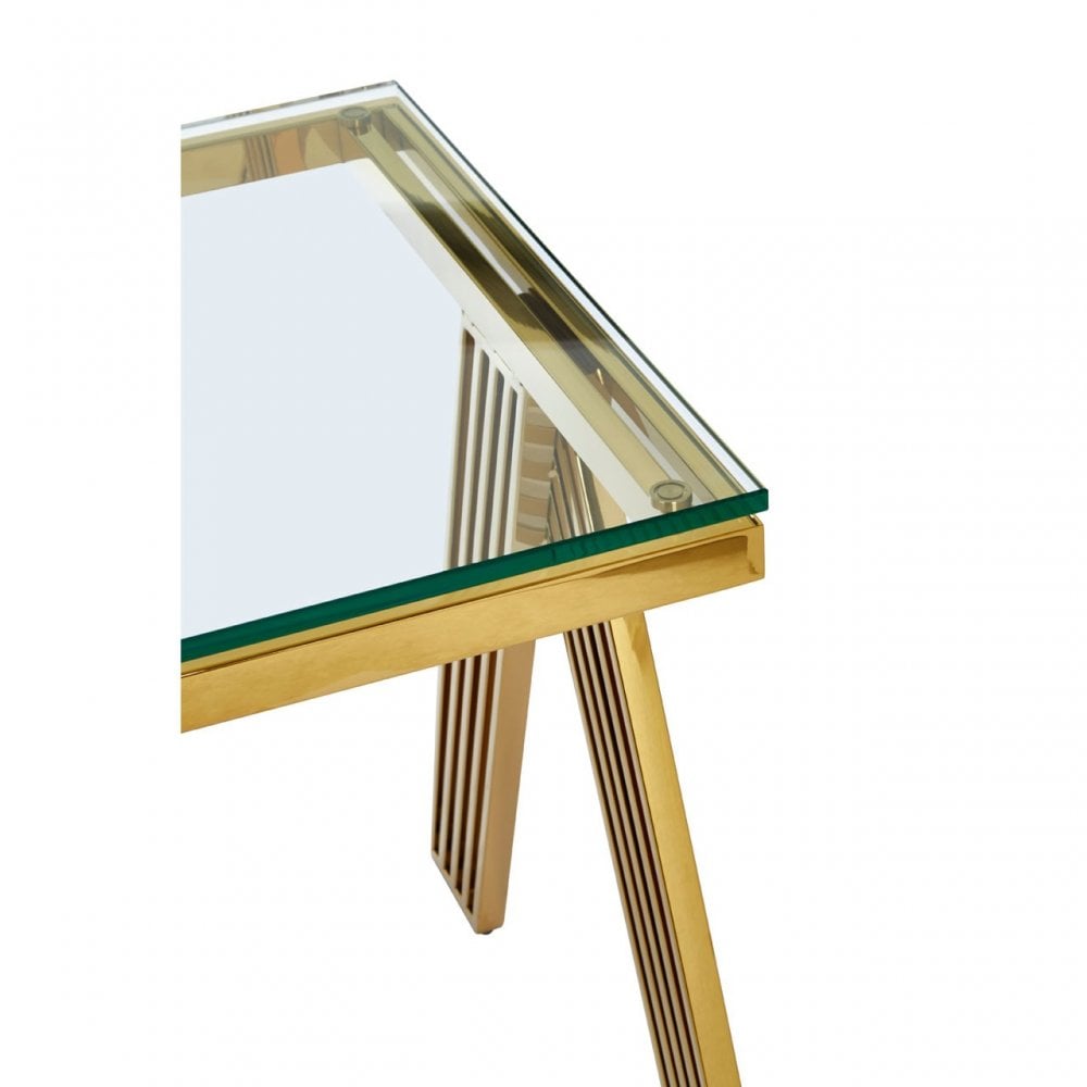 Piermount Gold Finish Side Table