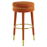Manhattan Orange Velvet Bar Stool, Orange
