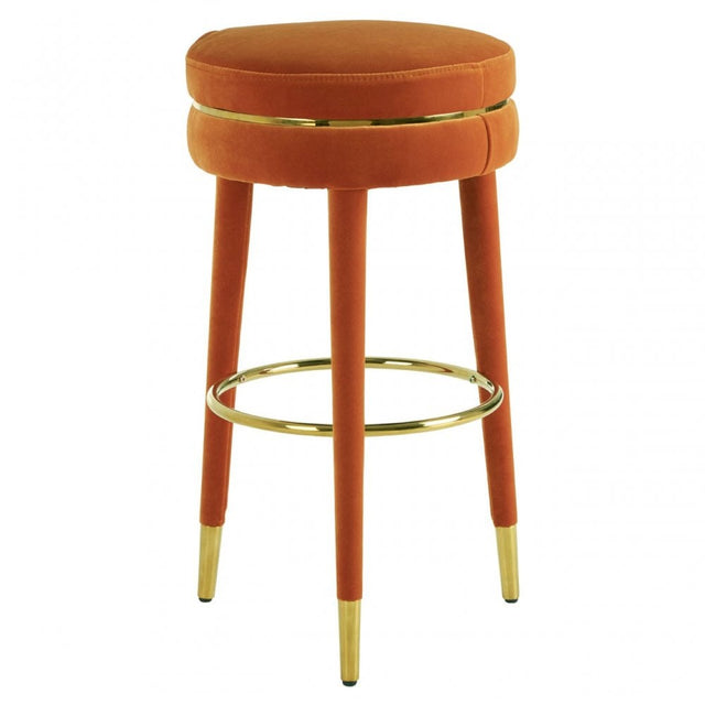 Manhattan Orange Velvet Bar Stool, Orange