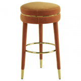 Manhattan Orange Velvet Bar Stool, Orange