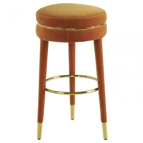 Manhattan Orange Velvet Bar Stool, Orange