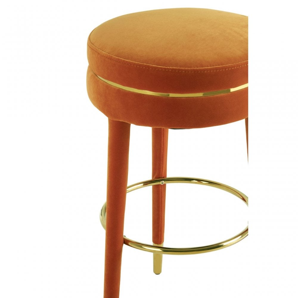 Manhattan Orange Velvet Bar Stool, Orange