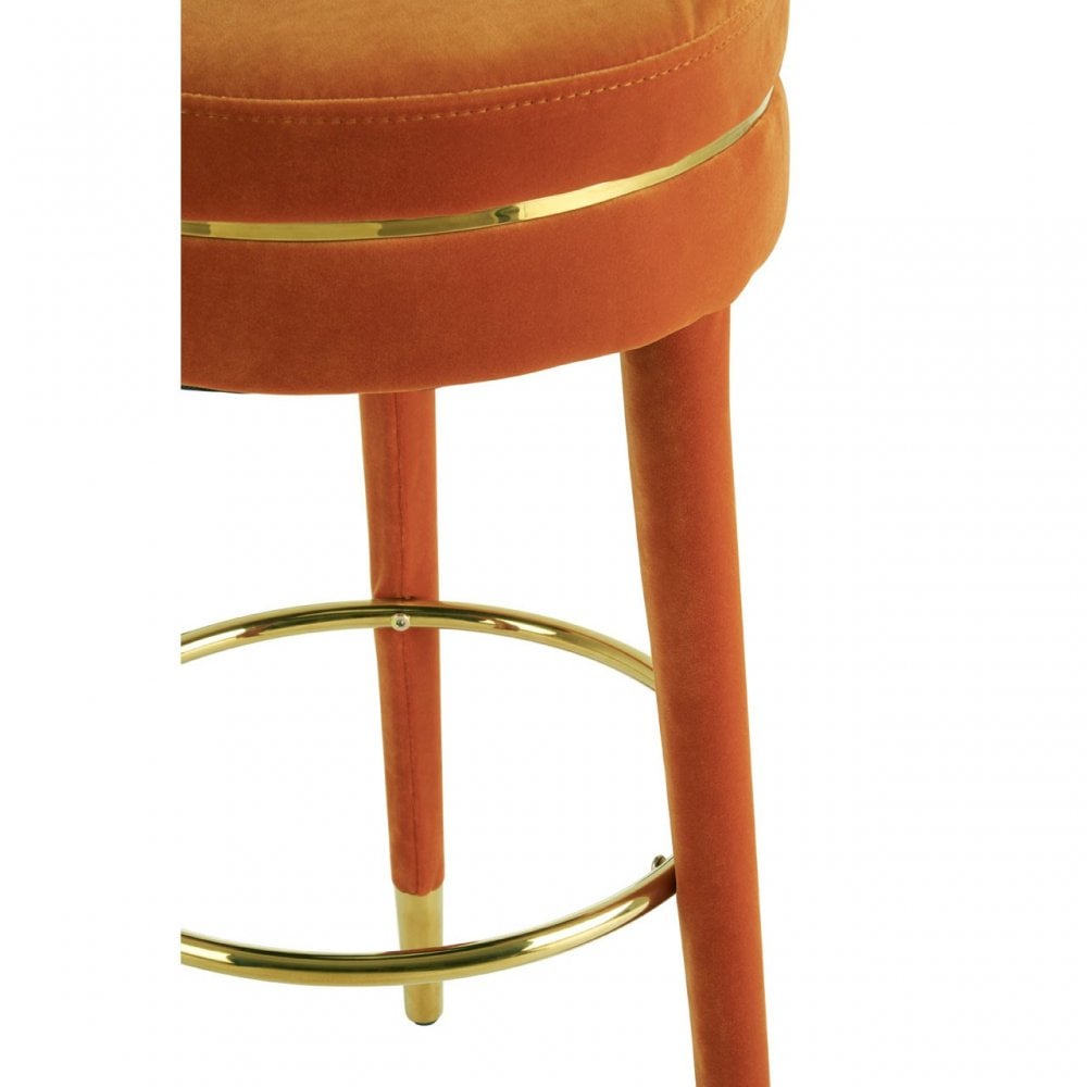 Manhattan Orange Velvet Bar Stool, Orange