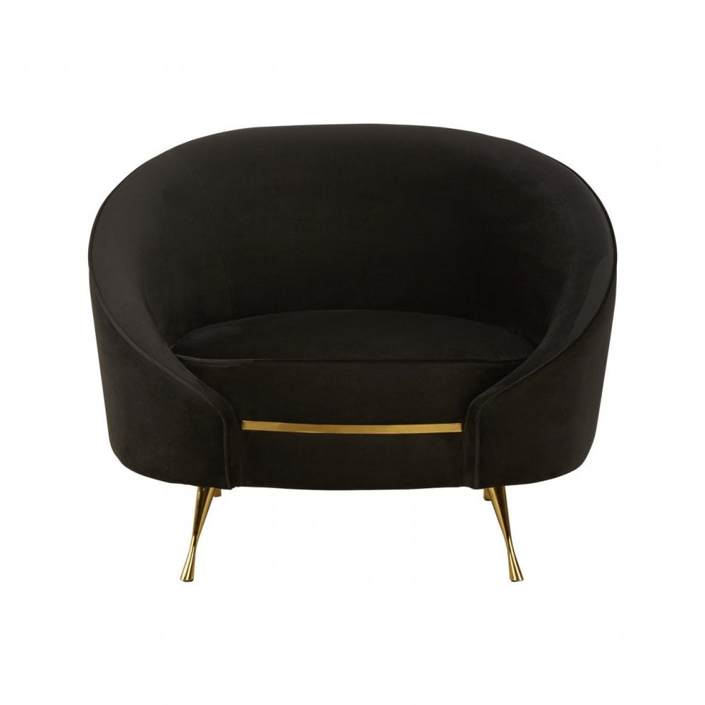 Manhattan Black Velvet Armchair, Black
