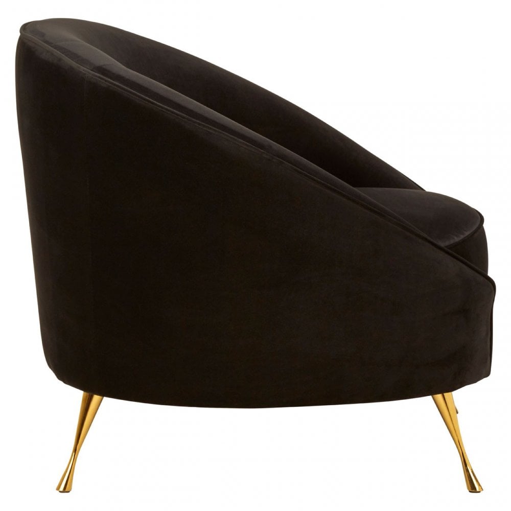 Manhattan Black Velvet Armchair, Black