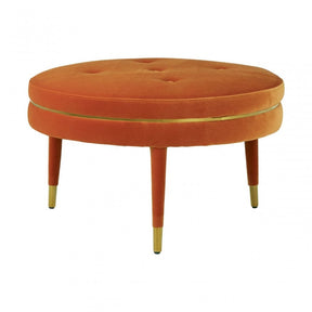 Manhattan Orange Velvet Footstool, Orange