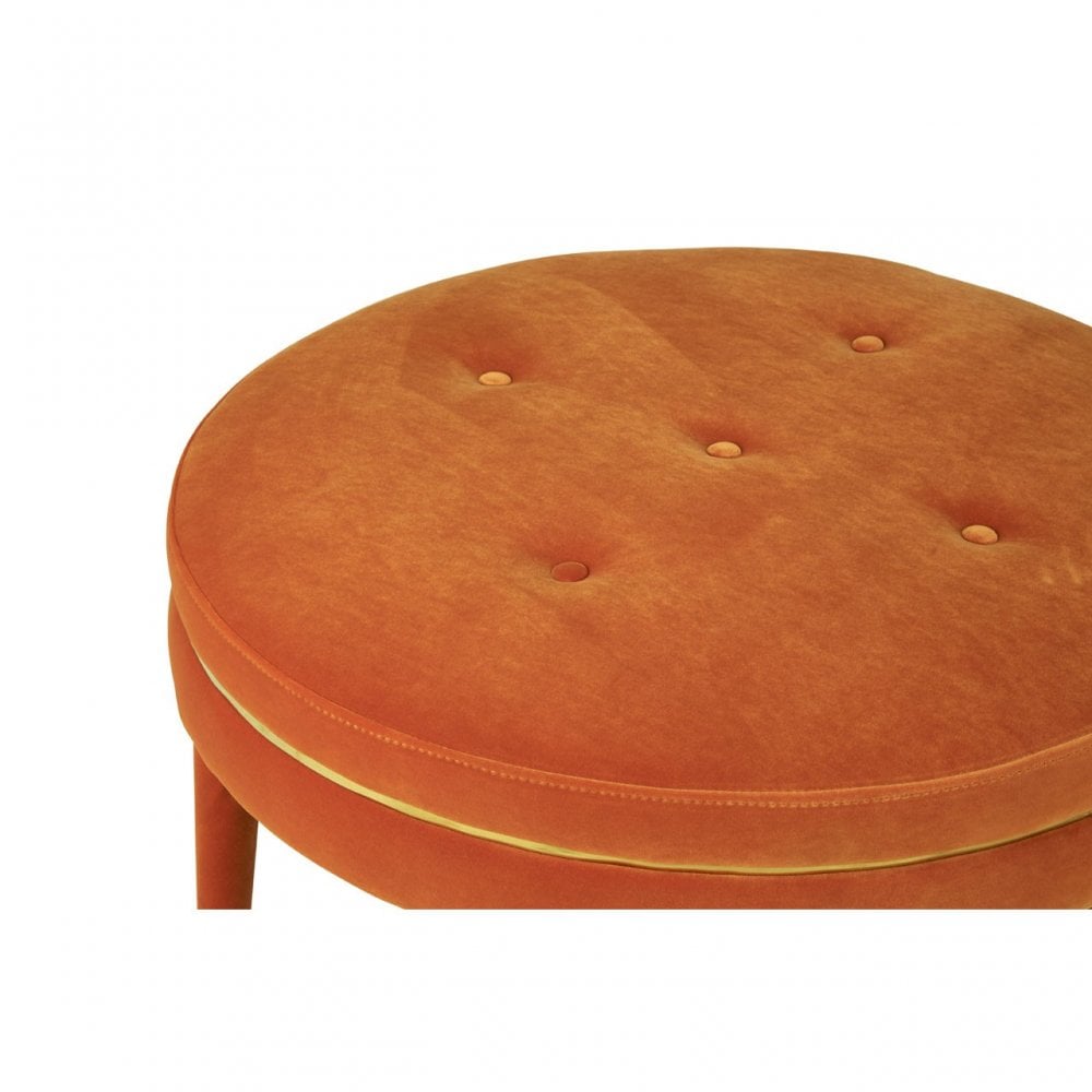 Manhattan Orange Velvet Footstool, Orange