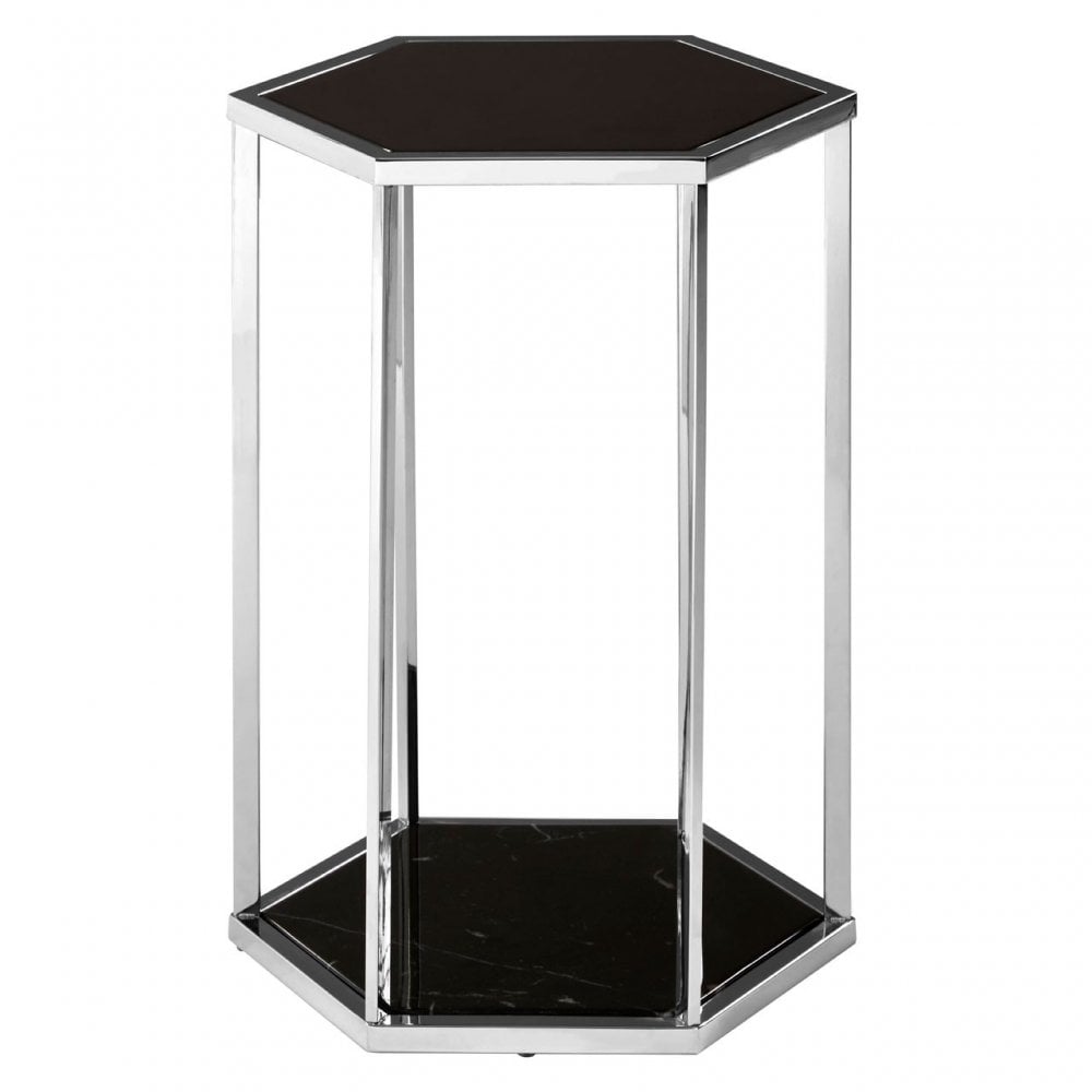 Piermount Black And Silver End Table, Black