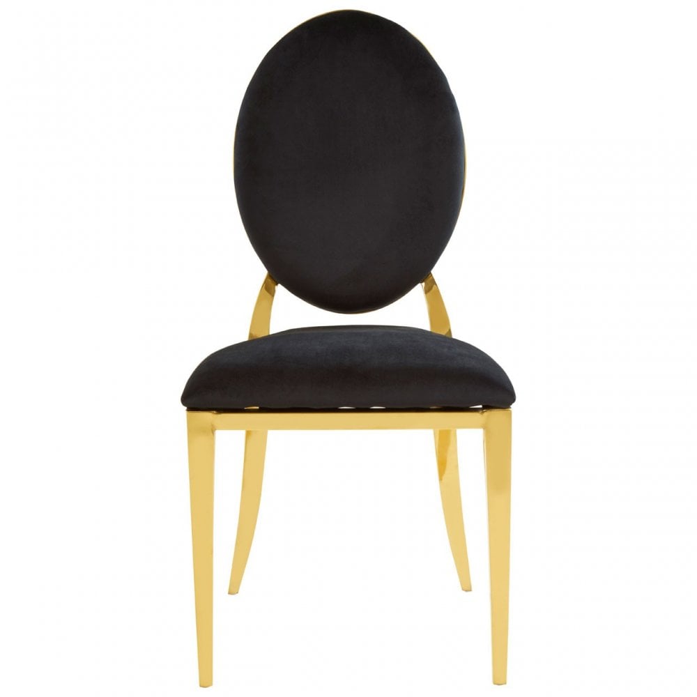 Sarita Stackable Gold Finish Dining Chair, Black