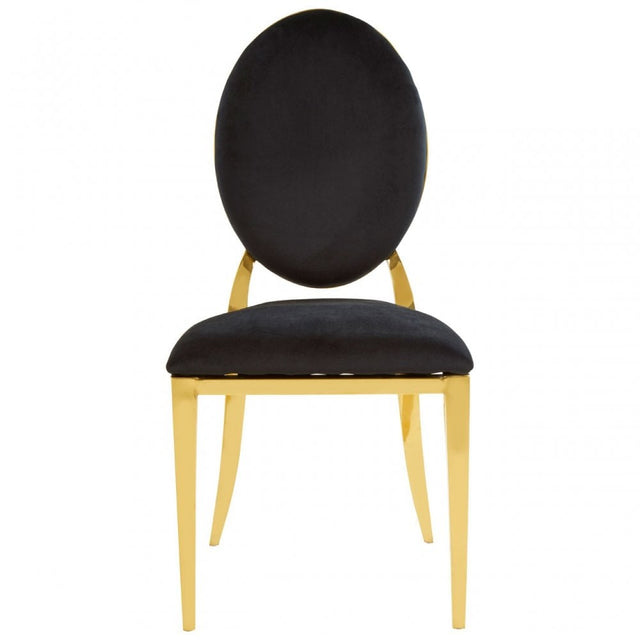 Sarita Stackable Gold Finish Dining Chair, Black