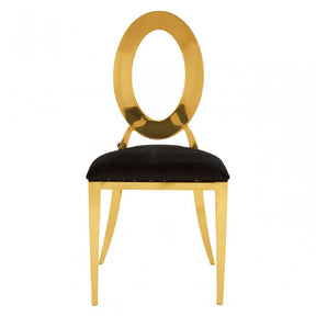 Sarita Stackable Gold Frame Dining Chair, Black