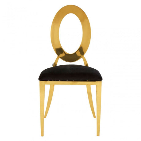 Sarita Stackable Gold Frame Dining Chair, Black