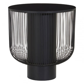 Trento End Table With Black Glass Top, Black
