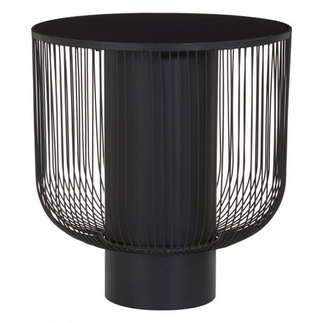 Trento End Table With Black Glass Top, Black