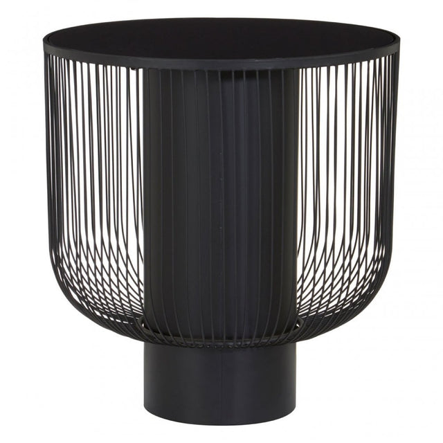 Trento End Table With Black Glass Top, Black