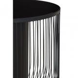 Trento End Table With Black Glass Top, Black