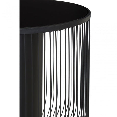 Trento End Table With Black Glass Top, Black