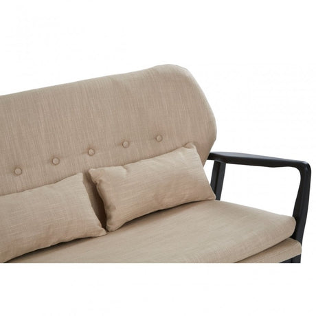 Stockholm 2 Seat Beige Sofa With Black Wood Frame, Beige