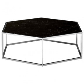 Piermount Silver Frame Hexagon Coffee Table, Black