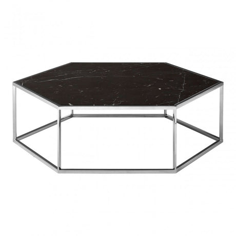 Piermount Silver Frame Hexagon Coffee Table, Black