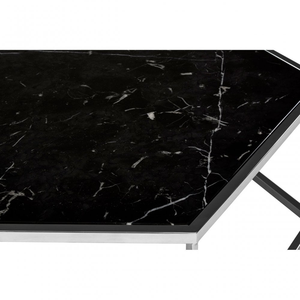 Piermount Silver Frame Hexagon Coffee Table, Black