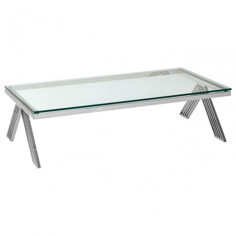 Piermount Clear Glass Coffee Table, Silver