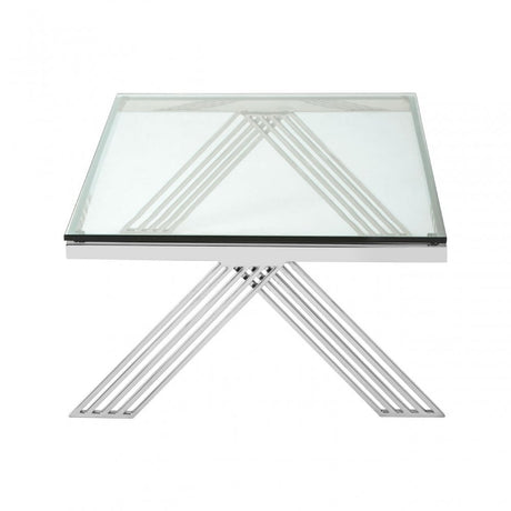 Piermount Clear Glass Coffee Table, Silver