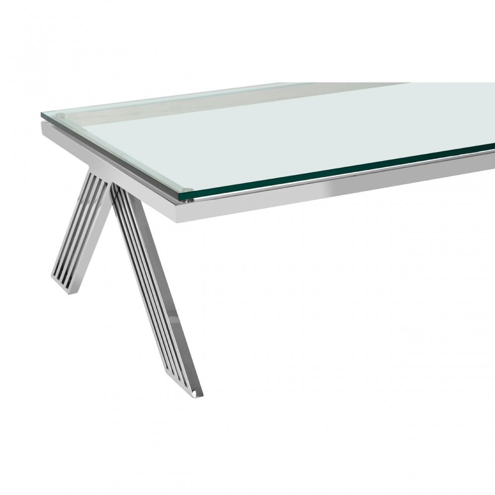 Piermount Clear Glass Coffee Table, Silver