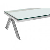 Piermount Clear Glass Coffee Table, Silver