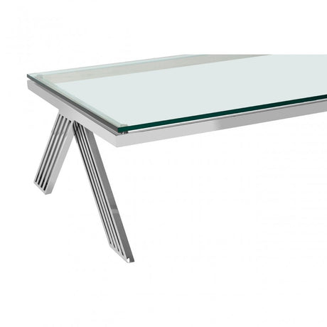 Piermount Clear Glass Coffee Table, Silver