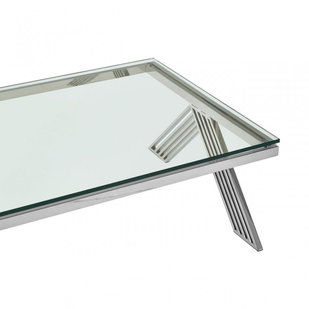 Piermount Clear Glass Coffee Table, Silver