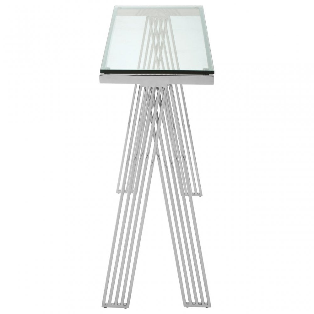 Piermount Clear Glass Console Table, Silver