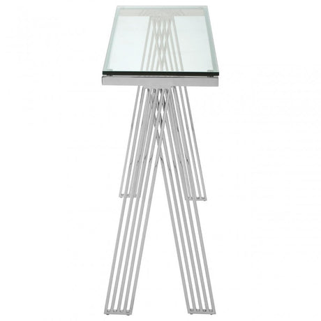 Piermount Clear Glass Console Table, Silver