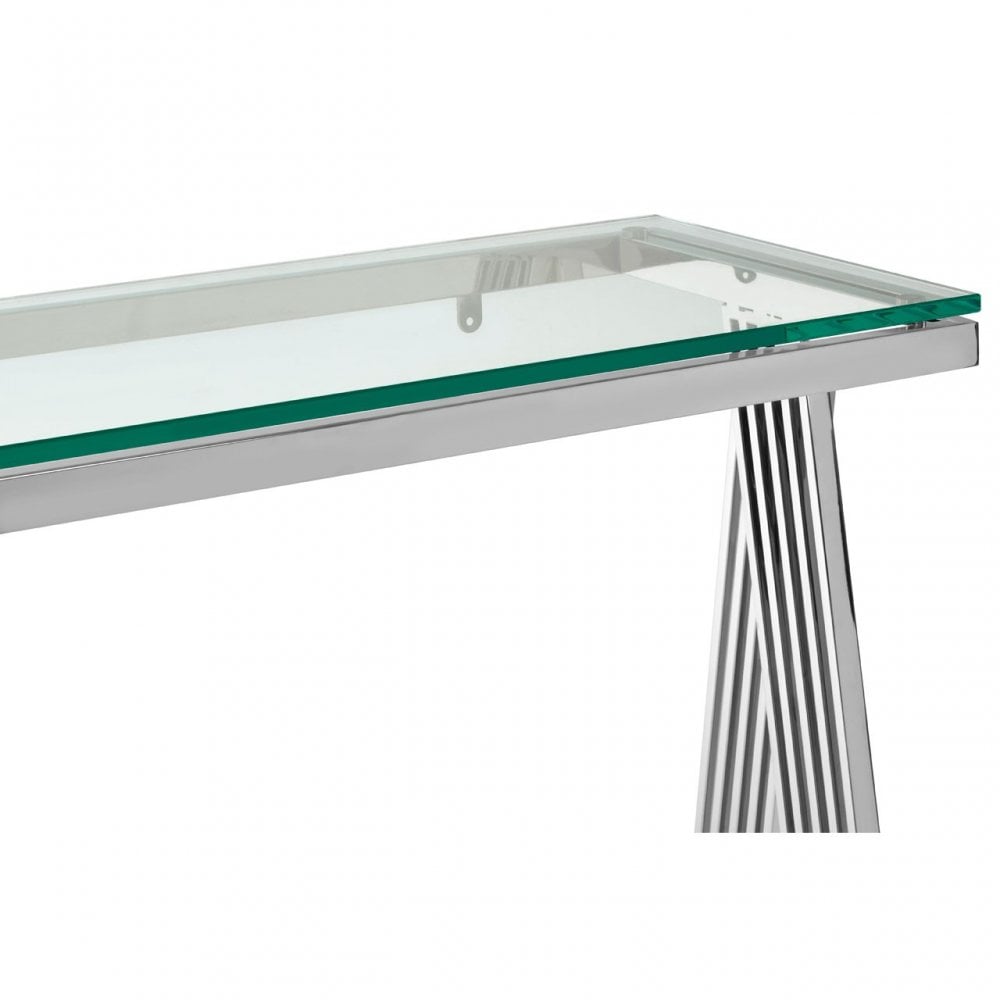 Piermount Clear Glass Console Table, Silver