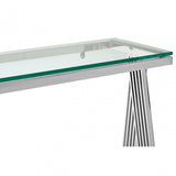 Piermount Clear Glass Console Table, Silver