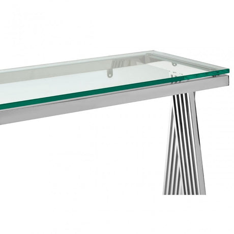 Piermount Clear Glass Console Table, Silver