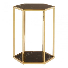 Piermount Black And Gold Finish End Table, Black