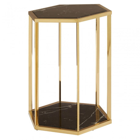 Piermount Black And Gold Finish End Table, Black