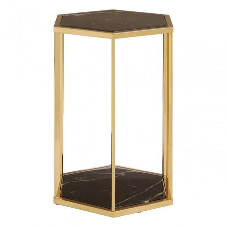 Piermount Black And Gold Finish End Table, Black