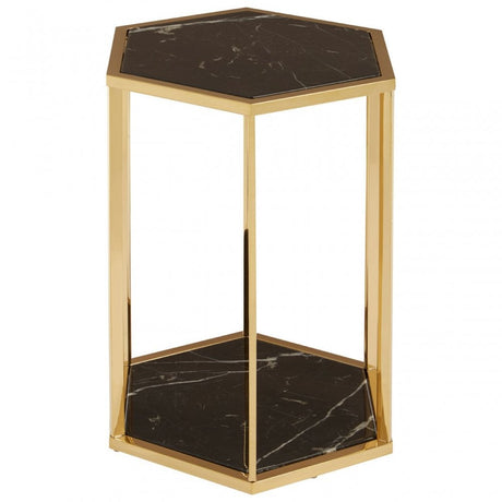 Piermount Black And Gold Finish End Table, Black