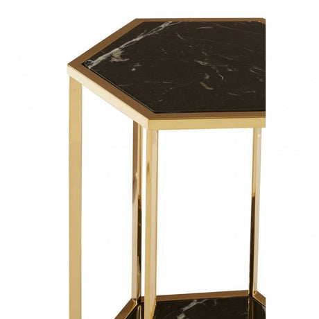 Piermount Black And Gold Finish End Table, Black