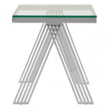 Piermount Clear Glass End Table, Silver