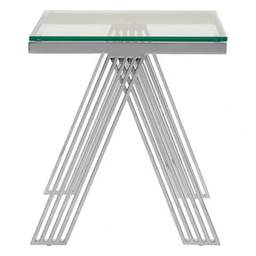 Piermount Clear Glass End Table, Silver