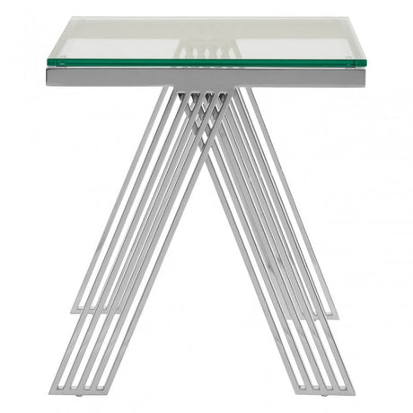 Piermount Clear Glass End Table, Silver