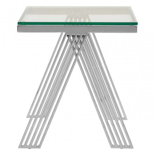 Piermount Clear Glass End Table, Silver