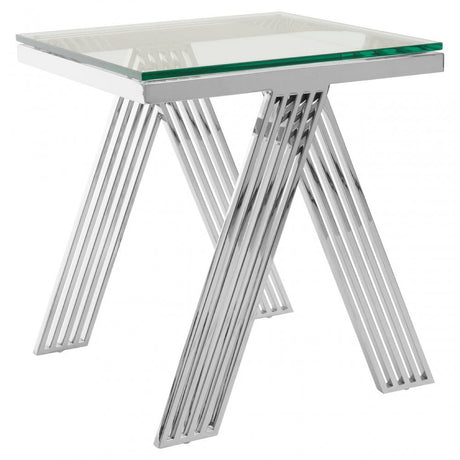 Piermount Clear Glass End Table, Silver