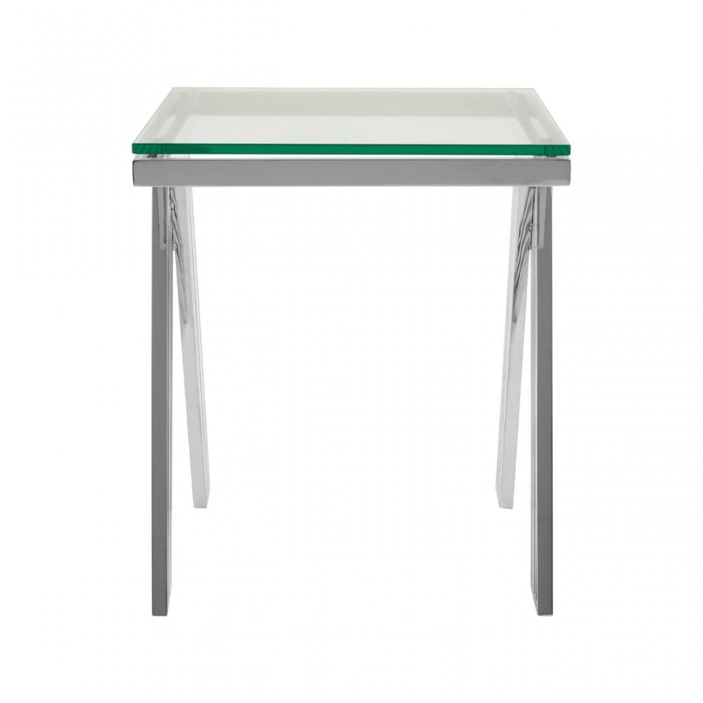 Piermount Clear Glass End Table, Silver